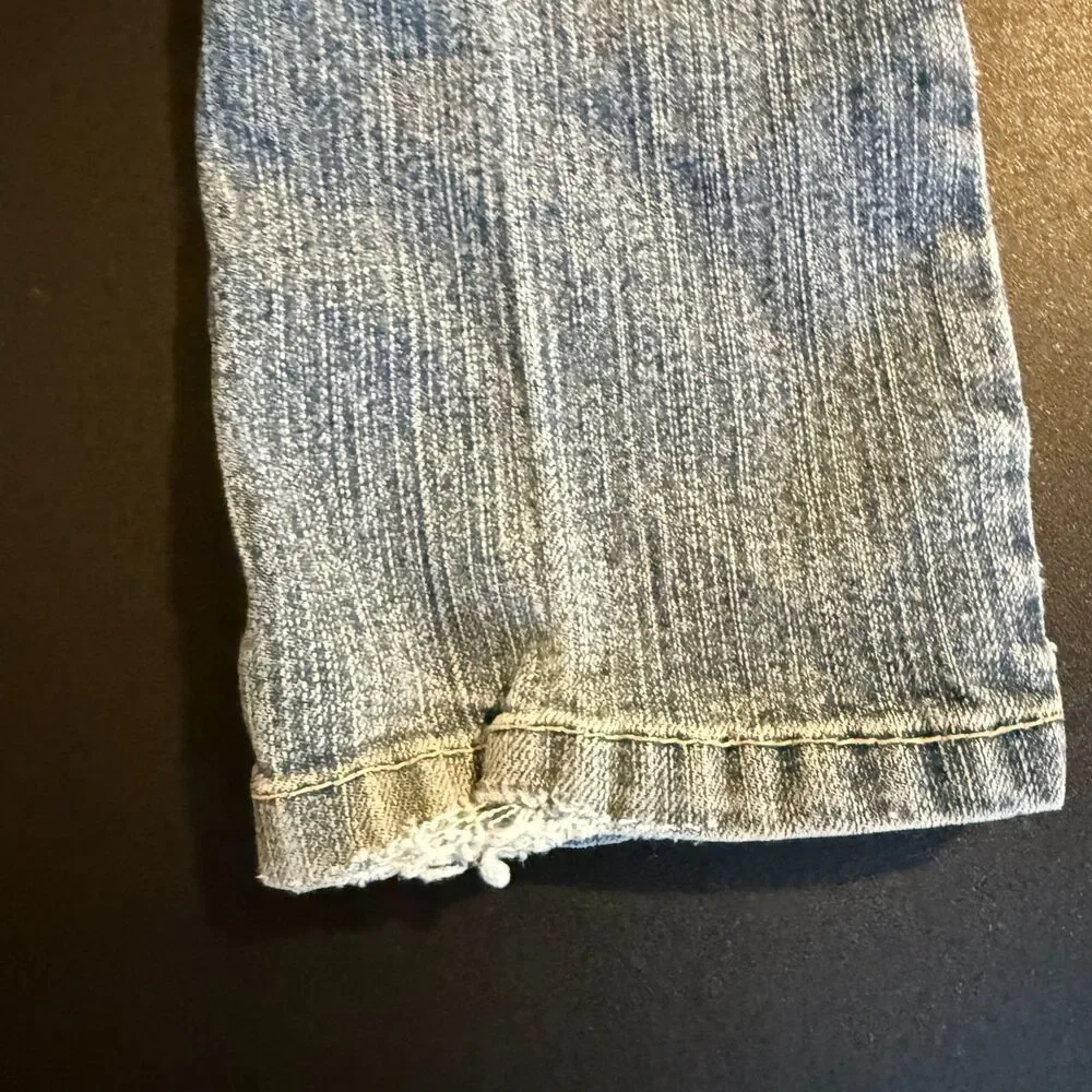 Vtg BONGO Girls 4T Jeans Y2K Boho Embroidered Pockets Flare Denim Elastic Waist